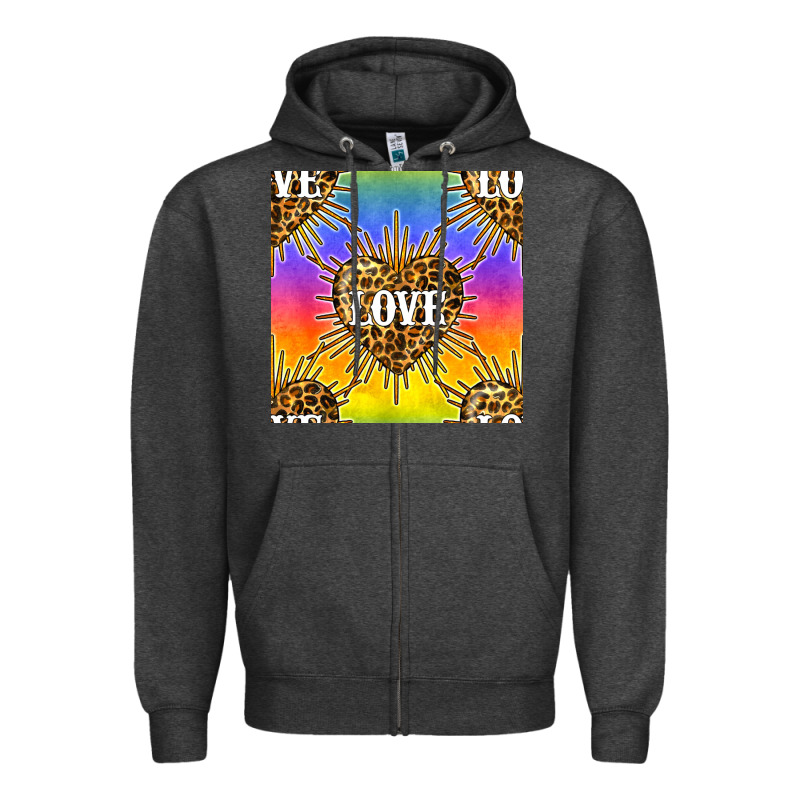 Pride Lgbtq Leopard Love Heart Seamless Pattern Zipper Hoodie by BundleAndBundleShop | Teevron