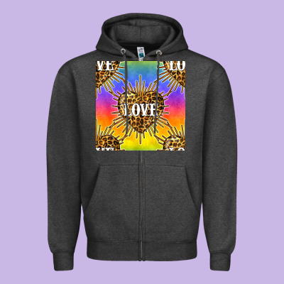 Pride Lgbtq Leopard Love Heart Seamless Pattern Zipper Hoodie Designed By Bundleandbundleshop
