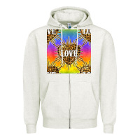 Oatmeal Heather Pride lgbtq leopard love heart seamless pattern Zipper Hoodie - BundleAndBundleShop