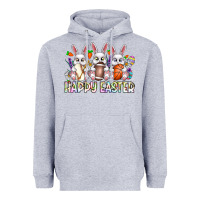 Heather Grey Happy Easter Spot Rabbit Heavyweight Hoodie - CowhideDigitalArt