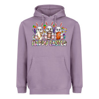 Lavender Happy Easter Spot Rabbit Heavyweight Hoodie - CowhideDigitalArt