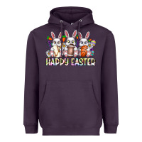 Plum Happy Easter Spot Rabbit Heavyweight Hoodie - CowhideDigitalArt