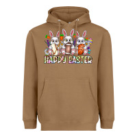 Toasted Coconut Happy Easter Spot Rabbit Heavyweight Hoodie - CowhideDigitalArt