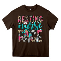 Chocolate Brown resting nurse face Heavy Core Tee - NancyCooperArtShop