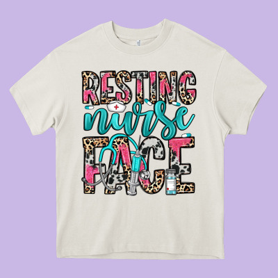 Resting Nurse Face Heavy Core Tee Designed By Nancycooperartshop