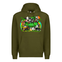 Army Green St. Patrick's Day farm animal truck Premium Hoodie - FaDigitalArtStudio