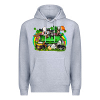 Heather Grey St. Patrick's Day farm animal truck Premium Hoodie - FaDigitalArtStudio