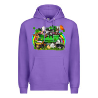 Purple St. Patrick's Day farm animal truck Premium Hoodie - FaDigitalArtStudio
