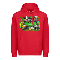 Red St. Patrick's Day farm animal truck Premium Hoodie - FaDigitalArtStudio