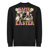 Black Happy Easter Heifers Easter Day Heavyweight Sweatshirt - CowGirlArtShop