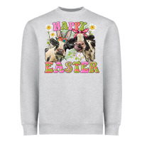 Heather Grey Happy Easter Heifers Easter Day Heavyweight Sweatshirt - CowGirlArtShop