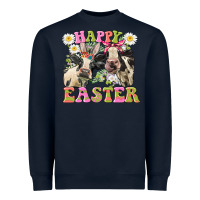 Navy Happy Easter Heifers Easter Day Heavyweight Sweatshirt - CowGirlArtShop
