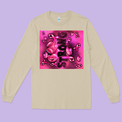Strong Breast Cancer Long Sleeve Tee Designed By Ranaportraitstore