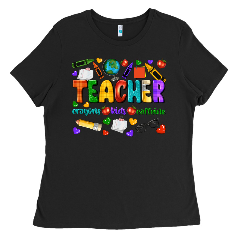 Teacher Crayons Kids Caffeine Ladies Tee by NancyCooperArtShop | Teevron
