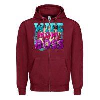 Burgundy wife mom boss Zipper Hoodie - FaDigitalArtStudio