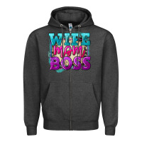 Charcoal Heather wife mom boss Zipper Hoodie - FaDigitalArtStudio