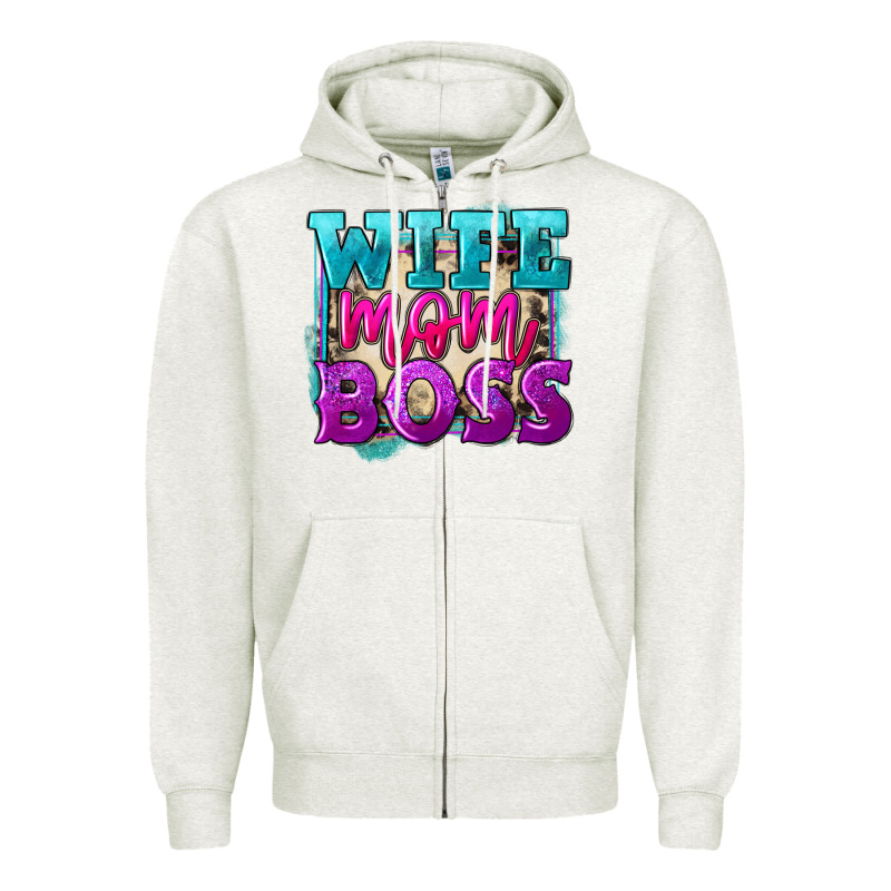 Wife Mom Boss Zipper Hoodie by FaDigitalArtStudio | Teevron