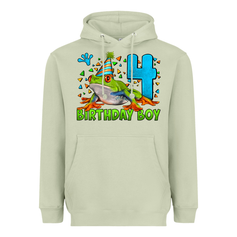 Birthday Boy Frog Age 4 Heavyweight Hoodie by LillyAllenDesigns | Teevron