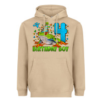 Mushroom birthday boy frog age 4 Heavyweight Hoodie - LillyAllenDesigns