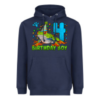 Navy birthday boy frog age 4 Heavyweight Hoodie - LillyAllenDesigns