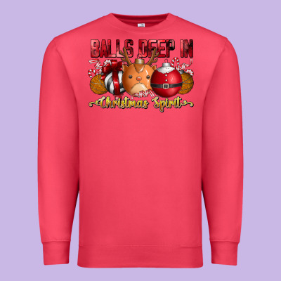 Balls Deep In Christmas Spirit Premium Sweatshirt Designed By Cowhidedigitalart