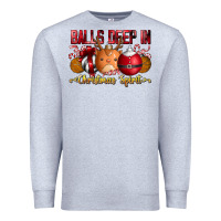 Heather Grey balls deep in christmas spirit Premium Sweatshirt - CowhideDigitalArt
