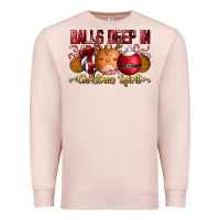 Pale Pink balls deep in christmas spirit Premium Sweatshirt - CowhideDigitalArt