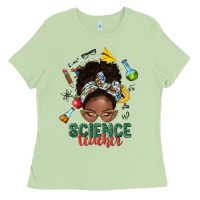 Matcha science teacher afro messy bun Ladies Tee - NancyCooperArtShop