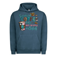 Pigment Midnight Navy i pretend coffee helps but i'm still a bitch Urban Hoodie - Artiststas