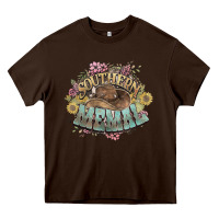 Chocolate Brown southern memal western flowers Heavy Core Tee - NancyCooperArtShop