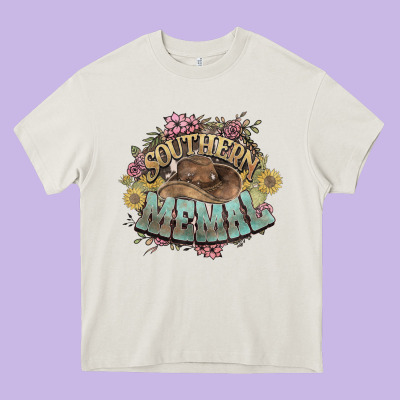 Southern Memal Western Flowers Heavy Core Tee Designed By Nancycooperartshop
