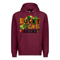 Burgundy lucky teacher squad St. Patricks Day Premium Hoodie - FaDigitalArtStudio