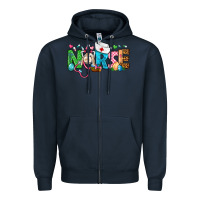 Navy Easter Nurse Zipper Hoodie - BundleAndBundleShop