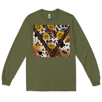 Army Green western sunflowers and cowhide tumbler tbs Long Sleeve Tee - TumblerDesignByShophia