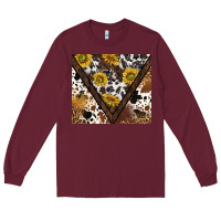 Burgundy western sunflowers and cowhide tumbler tbs Long Sleeve Tee - TumblerDesignByShophia