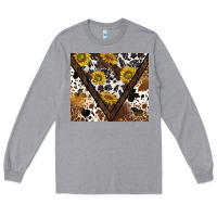 Heather Grey western sunflowers and cowhide tumbler tbs Long Sleeve Tee - TumblerDesignByShophia