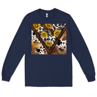 Navy western sunflowers and cowhide tumbler tbs Long Sleeve Tee - TumblerDesignByShophia