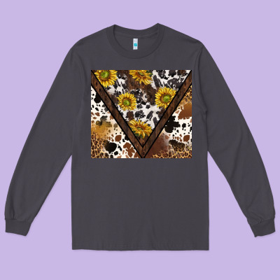 Western Sunflowers And Cowhide Tumbler Tbs Long Sleeve Tee Designed By Tumblerdesignbyshophia