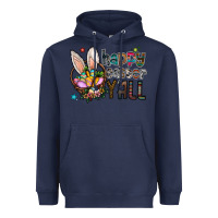 Navy Happy Easter Y'all Heavyweight Hoodie - CowhideDigitalArt