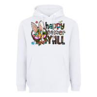 White Happy Easter Y'all Heavyweight Hoodie - CowhideDigitalArt