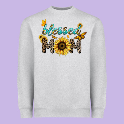 Blessed Mom Sunflower Butterfly Mother's Day Heavyweight Sweatshirt Designed By Howdyjamesfarm