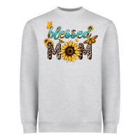 Heather Grey Blessed mom sunflower butterfly mother's day Heavyweight Sweatshirt - HowdyJamesFarm