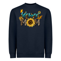 Navy Blessed mom sunflower butterfly mother's day Heavyweight Sweatshirt - HowdyJamesFarm