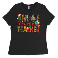 Black santas favorite teacher Ladies Tee - NancyCooperArtShop