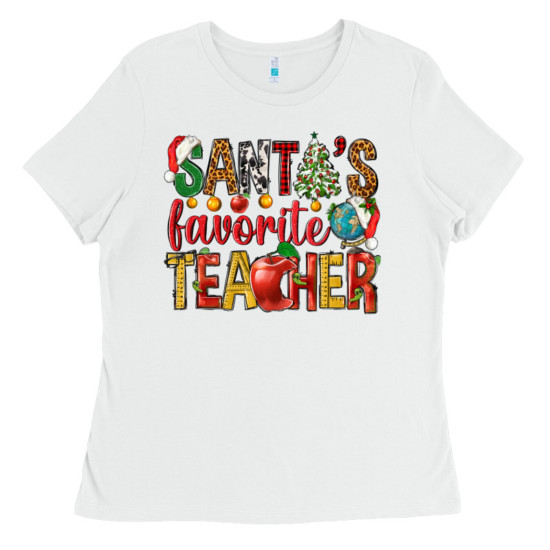Santas Favorite Teacher Ladies Tee by NancyCooperArtShop | Teevron