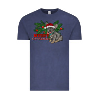Vintage Denim merry christmas french bulldog Vintage Tee - RanaPortraitStore