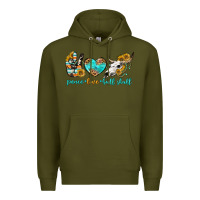 Army Green peace love bull skull bbs Premium Hoodie - BundleAndBundleShop