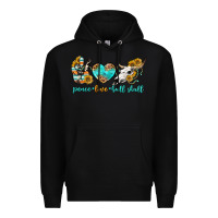 Black peace love bull skull bbs Premium Hoodie - BundleAndBundleShop