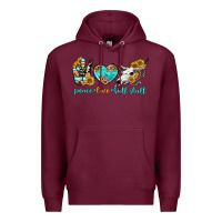 Burgundy peace love bull skull bbs Premium Hoodie - BundleAndBundleShop