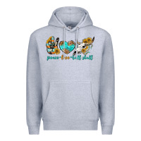 Heather Grey peace love bull skull bbs Premium Hoodie - BundleAndBundleShop